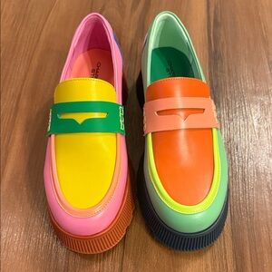Charlotte Stone Colorful Loafers with Pink and Orange Accents, women’s size 9